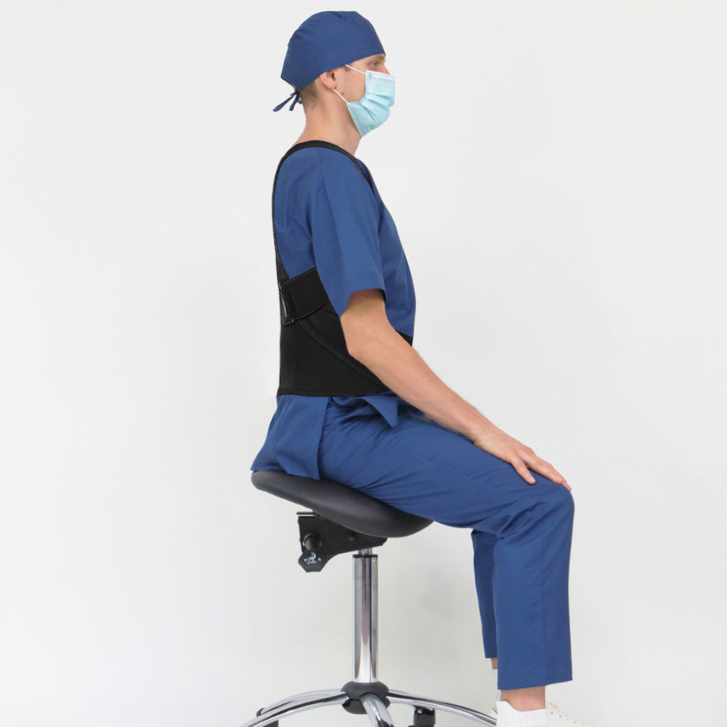 Title Doctor sitting with corrected posture