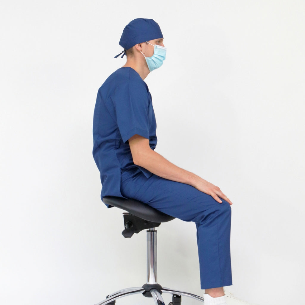 Before and After Sitting Posture Correction Doctor sitting with bad posture