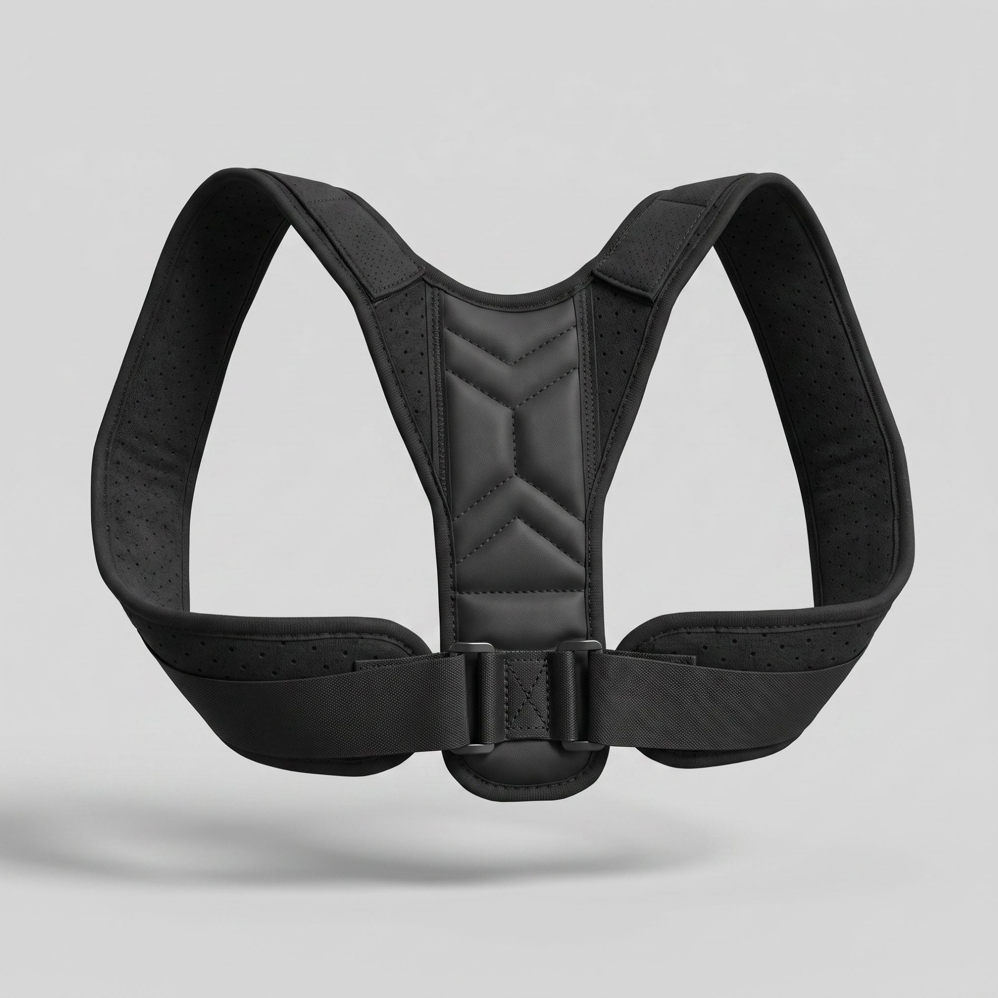 Black ExoPosture Air discreet posture corrector, front product view. black-air1 black-air2 black-air3 black-air4 black-air5