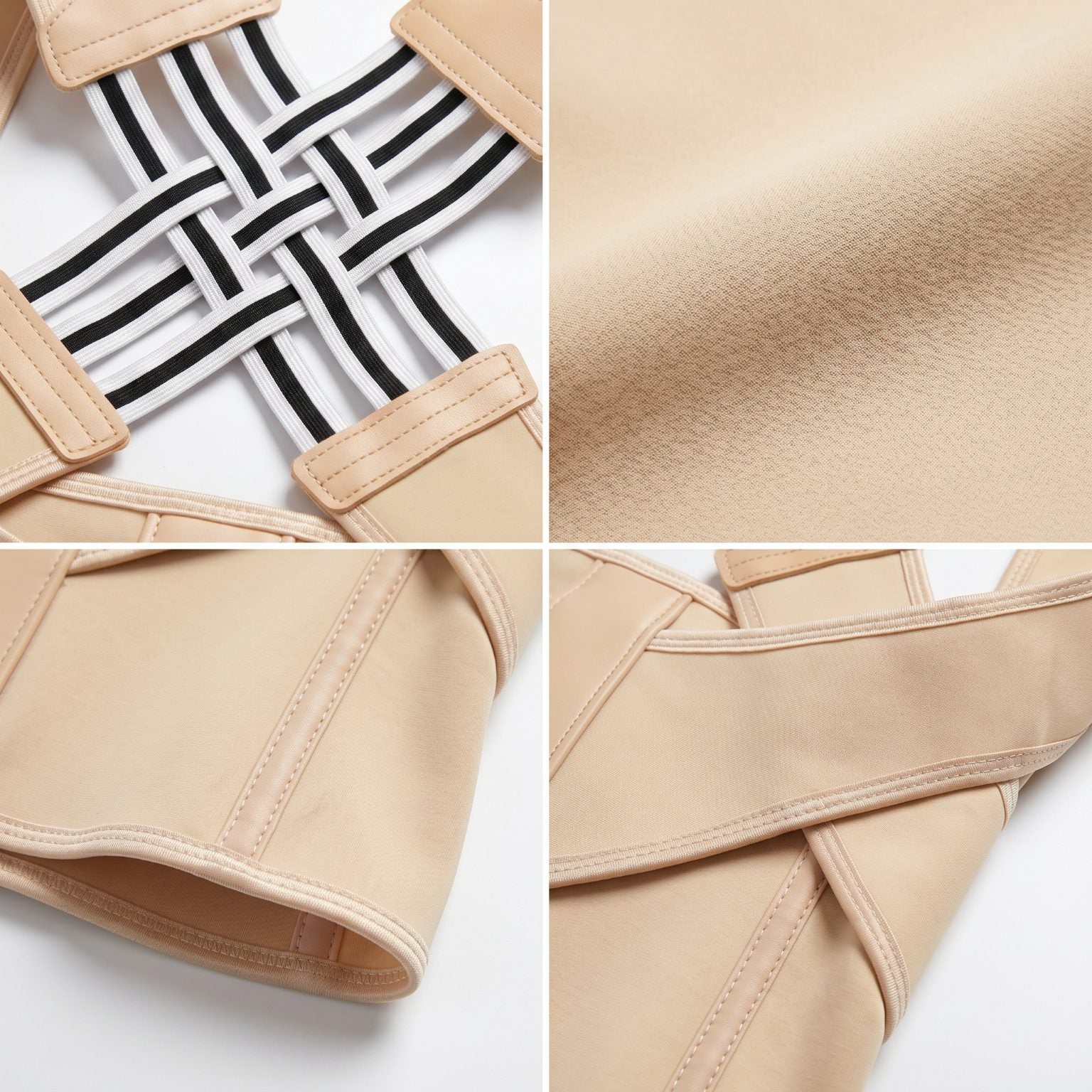 Fabric and strap details of beige ExoPosture back brace. beige-exo1 beige-exo2 beige-exo3 beige-exo4 beige-exo5 beige-exo6